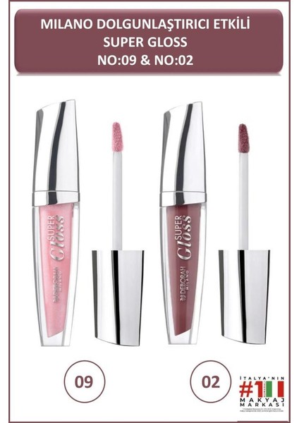 Mılano Dolgunlaştırıcı Etkili Super Gloss No:09 & No:02