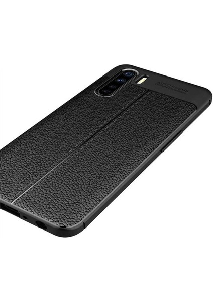 Oppo A91 Uyumlu Deri Görünümlü Kılıf