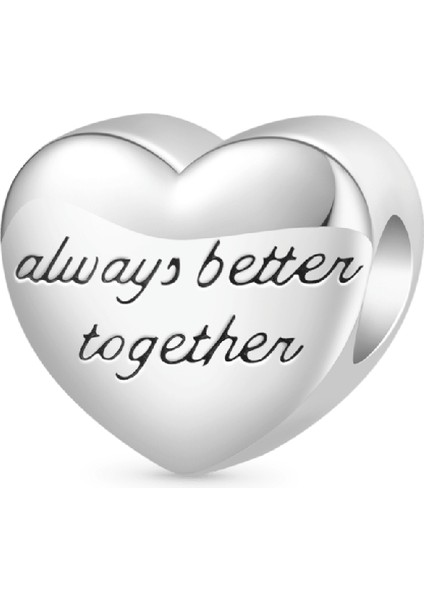 "Birlikte Her Zaman Daha Iyi" Karanlıkta Parlayan Kalp Charm, 925 Ayar Gümüş fiyatları