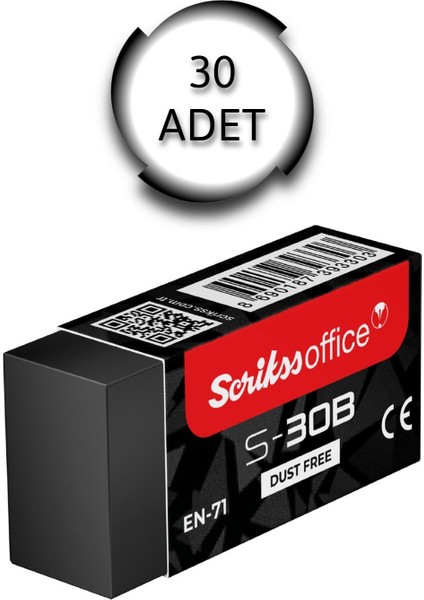 Küçük Boy Siyah Silgi (S-30B) 30 Adet