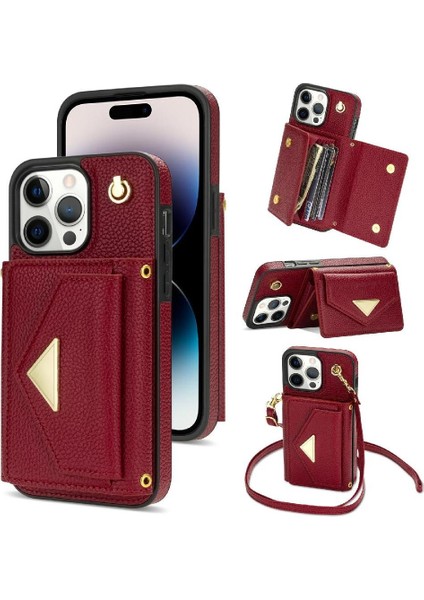 IPhone 15 Pro Max Akordeon Kart Cüzdan Kılıf Pu Deri ile Uyumlu (Yurt Dışından)