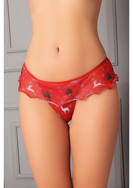 Yılbaşı Desenli Fırfırlı Tanga String