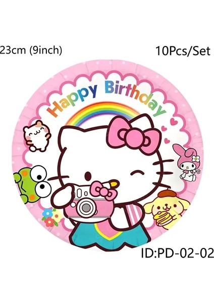 Hello Kitty Doğum Günü Partisi Dekorasyonu Tek Kullanımlık Sofra Kupası Plaka Masa Diz Örtüsü Peçete Peçete Peçete Bebek Duş Kız Parti Malzemeleri Renk: 9 Inç Plaka 10 Pcs (Yurt Dışından)