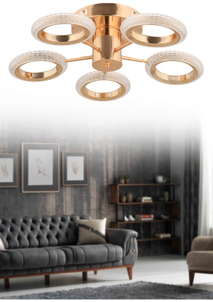 Istanbul Avize Halka Plafonyer Tavan Gold 5'li Kumandalı 3 Renk LED Lüx Modern Ledli Avize modelleri