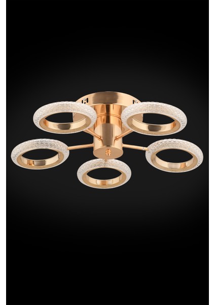Istanbul Avize Halka Plafonyer Tavan Gold 5'li Kumandalı 3 Renk LED Lüx Modern Ledli Avize