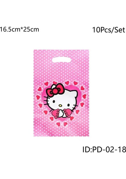 Hello Kitty Doğum Günü Partisi Dekorasyon Tek Kullanımlık Sofra Kupası Plaka Masa Dekek Peçete Peçete Peçete Bebek Duş Kız Parti Malzemeleri: Hediye Çantası 10PCS (Yurt Dışından)