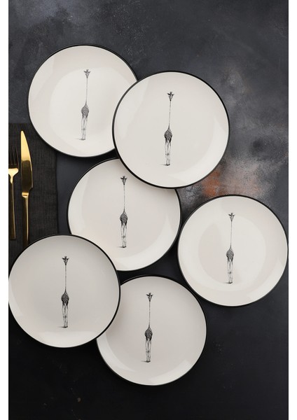 Giraffe Zürafa 6 Parça Seramik 21 cm Pasta Tabağı