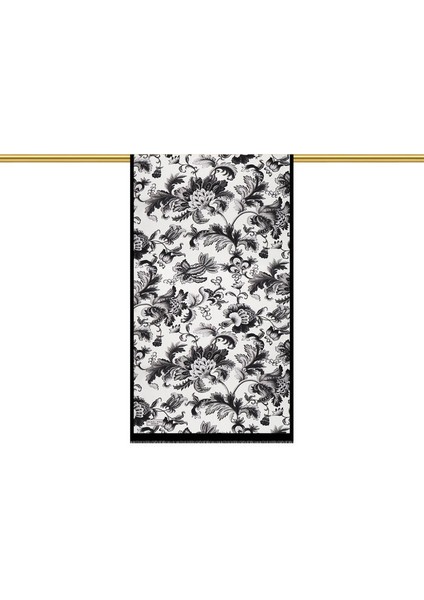 Siyah Çiçek Desen Vual Ipek Fular modelleri