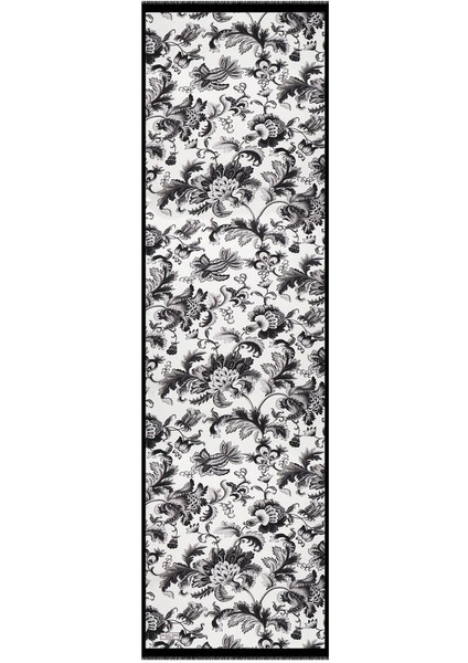 Siyah Çiçek Desen Vual Ipek Fular fırsatları