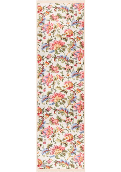 Krem Çiçek Desen Vual Ipek Fular fırsatları