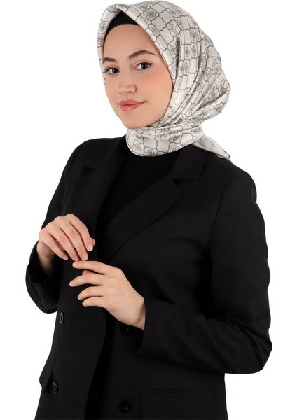 Gümüş Monogram Ipek Eşarp