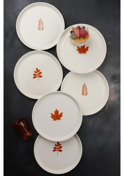 Autumn Sonbahar 6 Parça Seramik 21 cm Pasta Tabağı
