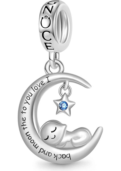 "Seni Herşeyden Çok Seviyorum" Uyuyan Bebek Charm, 925 Ayar Gümüş