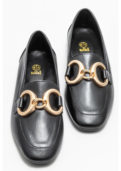 Siyah Deri Kadın Loafer modelleri