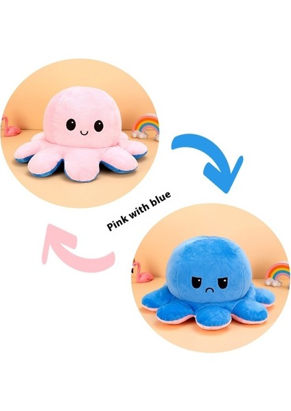 50CM Sevimli Çift Taraflı Çevirme Yüz Değiştirme Ahtapot Peluş Oyuncak Bebek Bebek Yastık Hediye (Yurt Dışından)
