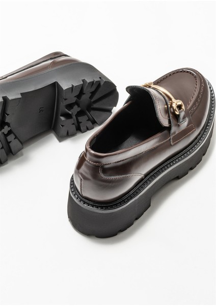 Kahve Deri Kadın Loafer fırsatları