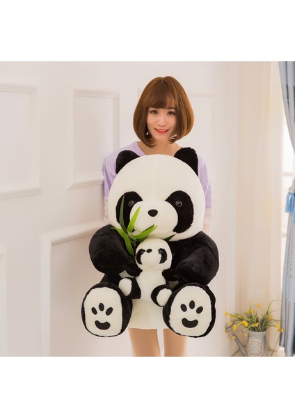 60CM Anne ve Bebek Panda Peluş Oyuncak Bebek Yastık Hediye (Yurt Dışından)
