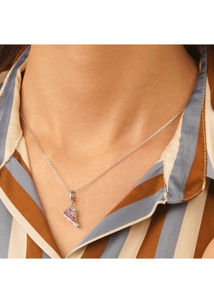 Pembe Canvas Ayakkabı Charm, 925 Ayar Gümüş indirimleri
