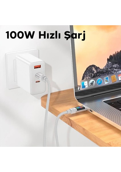 Hoco U126 Lantern 100W Type-C To Type-C Hızlı Data ve Şarj KABLOSU-(5775) - BLS8793-5664