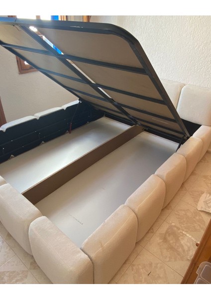 Most Oktagon Bazalı Karyola 01 Beyaz Bukle Kumaş Işbir Kuştüyü Sünger 160 x 200 Yatak Için(Kurulum Dahil) modelleri