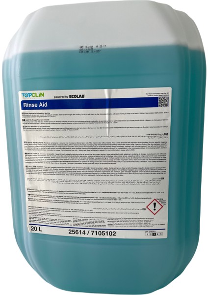 Topclin Rinse Aid - Endüstriyel Bul. Mak. Için Durulama Ürünü 20L (20,4kg)