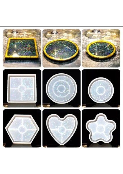 Hologramlı Büyük Yuvarlak Bardak Altı ve Dekoratif - Hobi Silikon Kalıbı -KOD:1097