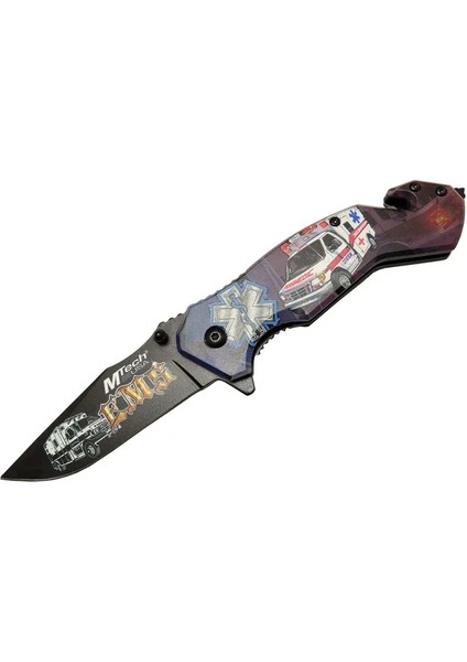 4 23 5 Ilkyardım Kurtarma / Kamp Çakı 20CM - Yarı Otomatik Kemerlikli Cam Kırm - BLS1474-7165