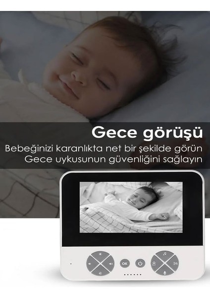 4.3 Inç Kablosuz Monitörlü 150M Menzil 720P 2.4ghz Interkom Hareket Algılayıcı Ip Bebek Kamerası