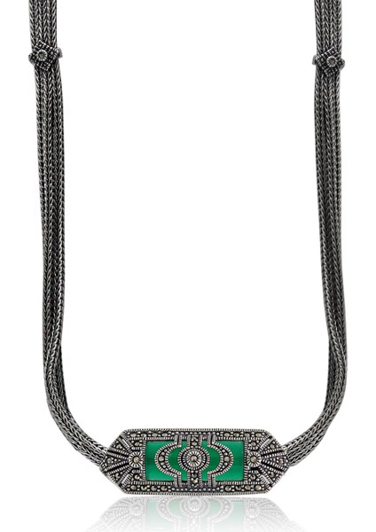 Zümrüt Taşlı Artuklu Model Markazit Taşlı Gümüş Kadın Gerdanlık 201024278