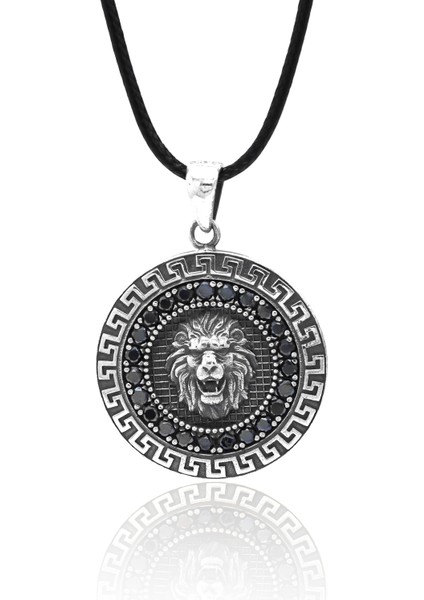 Siyah Zirkon Taşlı Aslan Model 925 Ayar Gümüş Erkek Kolye 201024343 fiyatları