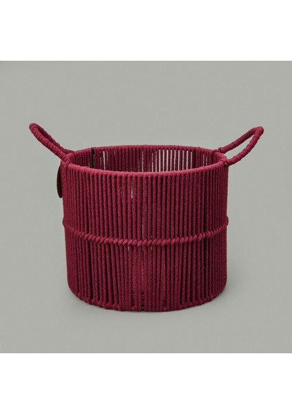 Earthy Hues Çok Amaçlı Küçük Dekoratif Sepet - Bordo - 25X20 cm