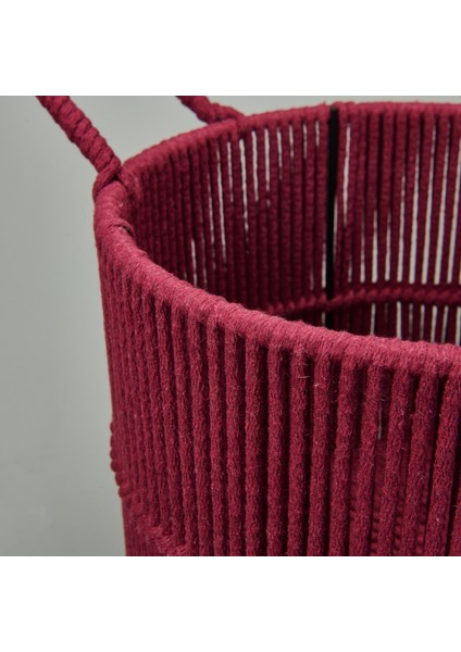 Earthy Hues Çok Amaçlı Küçük Dekoratif Sepet - Bordo - 25X20 cm fırsatları