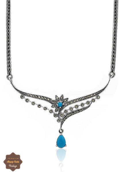 Firuze Taşlı Prenses Model Markazit Taşlı Gümüş Kadın Gerdanlık 201024285