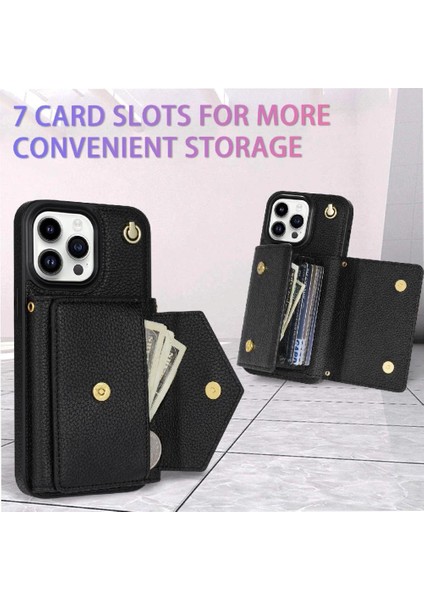IPhone 14 Pro Akordeon Kart Cüzdan Kılıf Crossbody Kayışı ile Uyumlu (Yurt Dışından) fırsatları