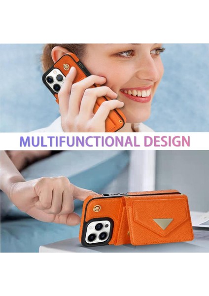 IPhone 14 Pro Akordeon Kart Cüzdan Kılıf Crossbody Kayışı ile Uyumlu (Yurt Dışından) modelleri