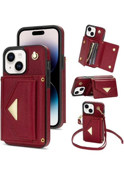 IPhone 15 Akordeon Kart Cüzdan Kılıf ile Uyumlu Pu Deri Manyetik (Yurt Dışından)