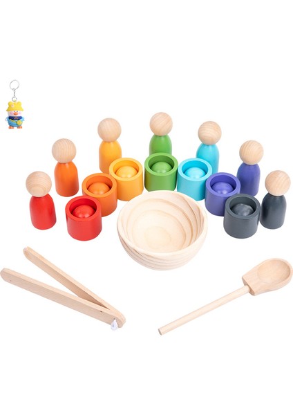 Montessori Öğretim Yardımcıları 7 Renkli Insan ve Fincan Renk Sınıflandırma Eşleştirme Klip Top Boncuk Oyunu 1-4 Yaş Erken Eğitim Oyuncakları (Yurt Dışından)