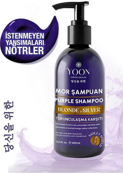 Mor Şampuan 400ML – Turunculaşma Engeller, Sarı, Gri, Platin Saçlara Özel Renk Koruyucu