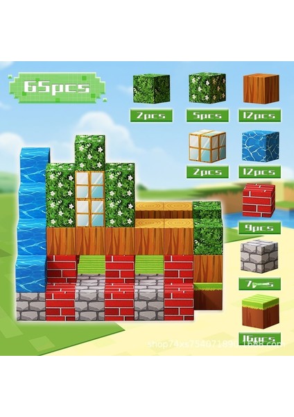 Mc Minecraft Manyetik Küp Montaj Dıy Yapı Blokları Çocuk Eğitici Model Oyuncak Manyetik Montaj (Yurt Dışından)