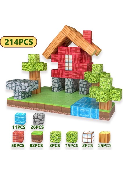 Mc Minecraft Manyetik Küp Montaj Dıy Yapı Blokları Çocuk Eğitici Model Oyuncak Manyetik Montaj (Yurt Dışından)