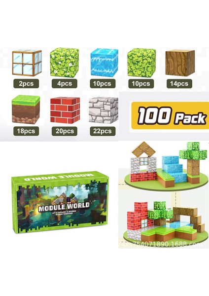 Mc Minecraft Manyetik Küp Montaj Dıy Yapı Blokları Çocuk Eğitici Model Oyuncak Manyetik Montaj (Yurt Dışından)