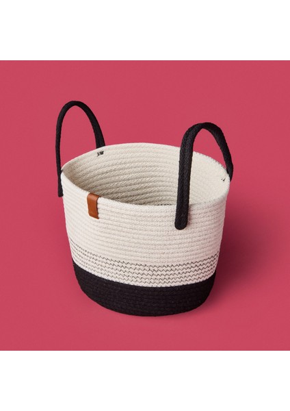 Elegant Curves Dekoratif Sepet - Beyaz / Siyah - 15X20X20 cm modelleri