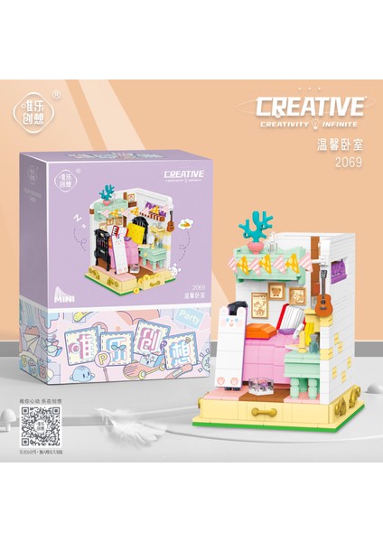 Mini Sokak Sahnesi Yapı Taşları Tam Set Yapboz Oyuncakları Panda Yapı Süsü (Yurt Dışından)