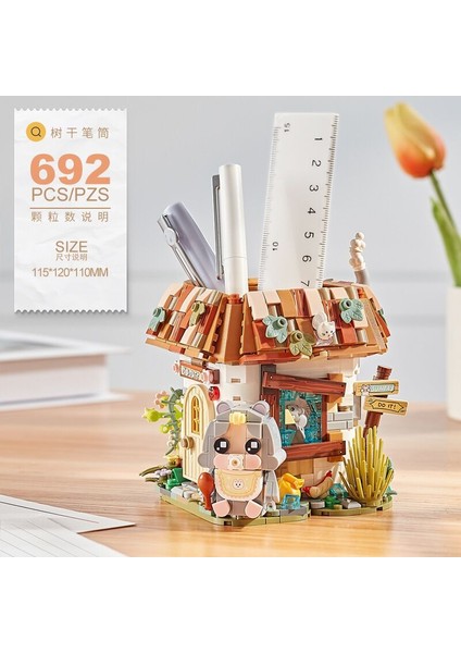 Mini Sokak Sahnesi Yapı Taşları Tam Set Yapboz Oyuncakları Panda Yapı Süsü (Yurt Dışından)