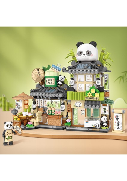 Mini Sokak Sahnesi Yapı Taşları Tam Set Yapboz Oyuncakları Panda Yapı Süsü (Yurt Dışından)