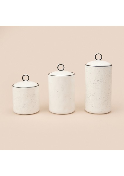 3'lü Sıralı Baharatlık Takımı - Beyaz / Siyah