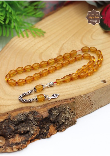 Sarı Arpa Kesim Ivme Gümüş Püsküllü Ateş Kehribar Tesbih 201024364 fiyatları