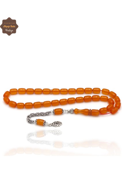 Turuncu Kapsül Kesim Gümüş Ivme Püsküllü Ateş Kehribar Tesbih 201024373
