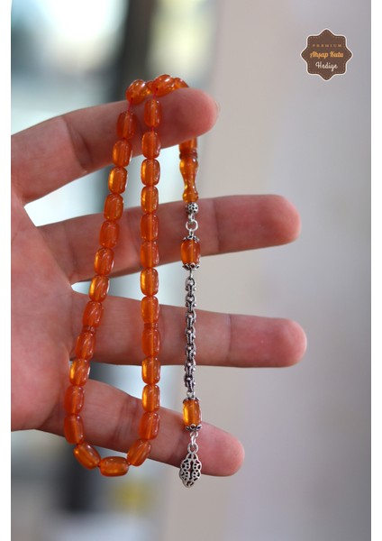 Turuncu Kapsül Kesim Gümüş Ivme Püsküllü Ateş Kehribar Tesbih 201024373 fiyatları