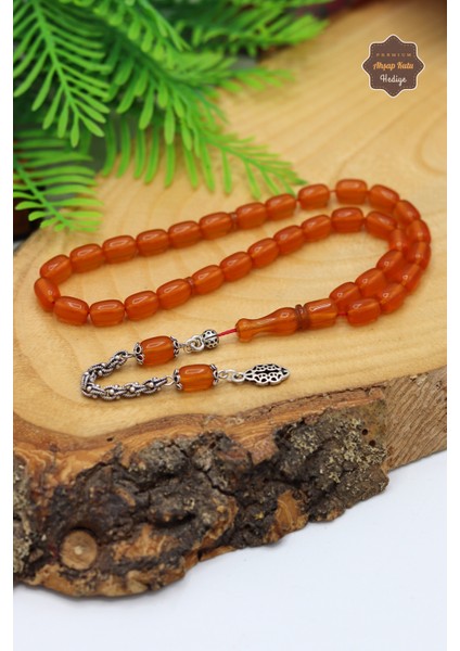 Turuncu Kapsül Kesim Gümüş Ivme Püsküllü Ateş Kehribar Tesbih 201024373 modelleri